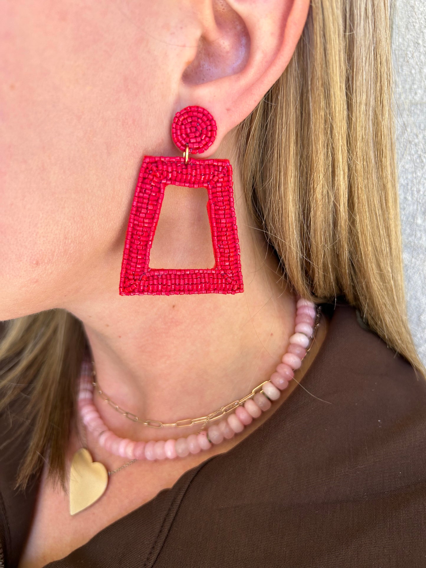 The Beaded Trapezoid Earrings